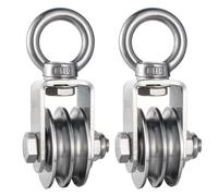 KCNOFNC 2 puleggia doppia con 2 cuscinetti a sfera, puleggia in acciaio inox, per corde da 8 mm, capacità di carico 500 kg