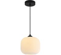 KCO Illuminazione Lampada a sospensione in vetro bianco smerigliato Nero Casale Cucina Apparecchi di illuminazione a soffitto Appeso Sopra il tavolo Mid Century Modern Globe Lampada a Sospensione