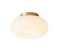 KCO Illuminazione moderna LED rotonda montaggio a filo plafoniera ottone spazzolato corridoio semi incasso plafoniera oro e bianco a coste montaggio a filo plafoniera per camera da letto portico