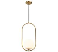 KCO Lampada a Sospensione Moderna Ovale In Metallo Per Sala Da Pranzo, Lampada a Sospensione Bianca Per Isola Cucina In Ottone Spazzolato e Oro