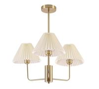 KCO Lighting Lampadario a pieghe a 3 luci in tessuto bianco Lampade a sospensione Mid Century Modern Gold Sputnik Lampadario Vintage Classic Lampadari per sala da pranzo Camera da letto
