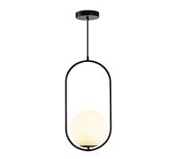 KCO Lighting Lampadario Camera da Letto Sospensione Moderna, a Sospensione Moderno in Vetro Smerigliato, Lampadario a Globo Regolabile Nero a 1 Luce per Cucina, Soggiorno, Camera da Letto