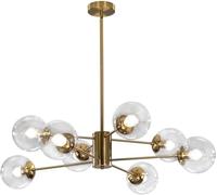 KCO Lighting Lampadario Moderno Sputnik a 8 Luci con Globo in Vetro Trasparente, Lampadario Sputnik in Ottone di Metà Secolo con Montaggio a Filo, Oro per Isola Cucina, Soggiorno (Oro + Trasparente)