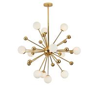KCO Lighting Lampadario Moderno Sputnik in oro con 12 luci Lampada a sospensione con globo in vetro opalino Lampadario Starburst Lampade da sala da pranzo Lampada a sospensione da soffitto