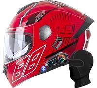 Kcolic Casco Modulare da Moto Bluetooth, Casco da Moto Flip-Up, Omologato ECE, Doppia Visiera Integrata, Calotta Ad Alta Resistenza, Fodera Confortevole E Traspirante B,M=54~56CM