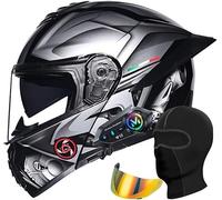 Kcolic Casco Modulare da Moto con Bluetooth, Casco Integrale Omologato ECE con Bluetooth Integrato, Doppia Visiera Antiappannamento, Casco da Strada per Uomo E Donna C,M=55~56CM