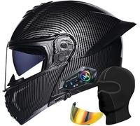 Kcolic Casco Modulare da Moto con Bluetooth, Casco Integrale Omologato ECE con Bluetooth Integrato, Doppia Visiera Antiappannamento, Casco da Strada per Uomo E Donna E,XXL=61~62CM