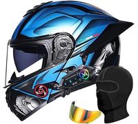 Kcolic Casco Modulare da Moto con Bluetooth, Casco Integrale Omologato ECE con Bluetooth Integrato, Doppia Visiera Antiappannamento, Casco da Strada per Uomo E Donna D,XXXL=63~64CM