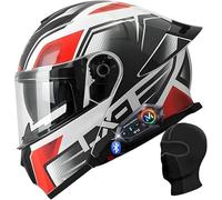 Kcolic Casco Moto Apribile Bluetooth,Casco Integrale Modulare Omologato ECE con Bluetooth Integrato,Sistema Ventilazione con Doppia Visiera Antiappannamento,Casco Moto per Uomo E Donna G,L=56~59CM