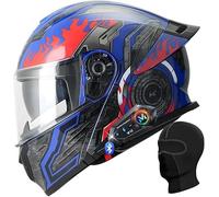 Kcolic Casco Moto Apribile Bluetooth,Casco Integrale Modulare Omologato ECE con Bluetooth Integrato,Sistema Ventilazione con Doppia Visiera Antiappannamento,Casco Moto per Uomo E Donna D,XL=60~62CM