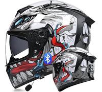 Kcolic Casco Moto Bluetooth Integrale,Casco Moto Flip-Up con Microfono,Omologato DOT,Design con Ala Posteriore,Riduzione Rumore,Doppia Visiera Antiappannamento,per Adulti,Uomini E Donne D,S=55~56CM