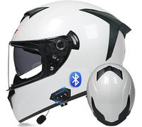 Kcolic Casco Moto Bluetooth Integrale,Casco Moto Flip-Up con Microfono,Omologato DOT,Design con Ala Posteriore,Riduzione Rumore,Doppia Visiera Antiappannamento,per Adulti,Uomini E Donne I,XXL=63~64CM