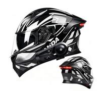 Kcolic Casco Moto Modulare Bluetooth Omologato ECE con Luce LED Posteriore, Casco Flip Up per Adulti con Doppia Visiera E Interfono Integrato, per Uomo E Donna H,Medium