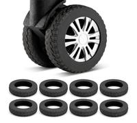 KCOQINA 8 Pezzi Copri Ruote Trolley, Coperture in Silicone per Ruote Bagaglio, Universale per Diametro 5-6.5cm Larghezza 1.2cm, Nero, Antiurto Antirumore, Protezione da Usura e Graffi per Viaggi