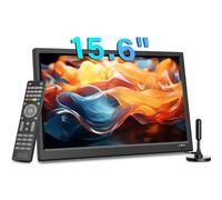 KCR TV Portatile 15,6 Pollici, DVB-T2 Digitale, Compatibilità AC/DC 12V, Ingressi HDMI/AV/USB, Telecomando