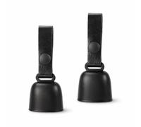 kcrygogo Campanelli neri per cani con cinturino in pelle e ID Tracker, suono forte per cani di taglia media e grande, design nero elegante, facile da attaccare al collare, accessorio per addestramento