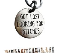Kcsznk Targhetta per cani divertente, in acciaio inox, personalizzabile con scritta in lingua inglese "Got Lost", targhetta identificativa per cuccioli, con scritta "Call My Mom Before She Loses Her