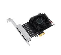 Kcvzitrds 1 unità di schede di rete PCIe POE a 4 porte in plastica nera + metallo, convertitore Ethernet industriale Gigabit 20G PCIe X4, Chip 8125BG