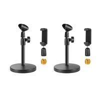 Kcvzitrds 2 x Supporto per microfono da scrivania, con clip per microfono, supporto per telefono cellulare, adattatore in metallo da 5/8 pollici maschio a 3/8 pollici