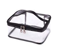 Kcvzitrds Portatile Astuccio Per Trucco Cerniera Trasparente Impermeabile Stoccaggio Da Viaggio Sacchetto Cosmetico Borsa Da Toilette Con Maniglia (Pacchetto Di 2) Nero - M