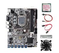 Kcvzitrds Scheda madre di Mining B75 12GPU BTC con CPU casuale, ventilatore e SATA, supporto 2XDDR3 RAM. Scheda madre minore B75 12USB con installazione facile e facile da usare.