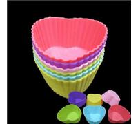 Kcvzitrds Set di 12 stampi a forma di cuore in silicone per muffin, muffin, 6 colori, gelatina di budino per torta di tazza di torta, mini forme, set di torte