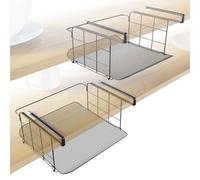 2x Sotto-Scaffale e Cestello Portaoggetti, rete a maglia - Organizzatore universale e pratico cestello appendibile per la cucina e l'armadio dispensa (nero, facile da pulire) KD Essentials