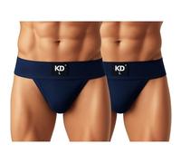 KD Willmax Regent Gym Jockstrap - Sospensorio da uomo, in cotone, con cintura morbida, copertura posteriore completa, vestibilità sportiva, Blu navy - Confezione da 2, XXXL
