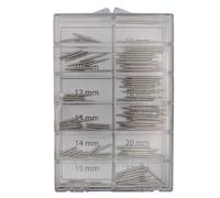 KD89 Assortimento di manici pompe aste a molla in acciaio inox per fissare o riparare i braccialetti di orologi - Consegnato in scatola compartimentata - diametri e lunghezza diversi, Tipo 1.