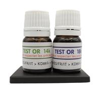 KD89 Assortimento di reagenti/soluzioni per testare l'oro, 14-18 carati, con pietra di tocco naturale e istruzioni multilingue, competenza per gioielli, monete, lingotti, 2,5 ml
