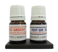 KD89 Assortimento di reattivi/soluzioni per testare oro e argento 18 carati e argento con pietra di tocco naturale e istruzioni multilingue, competenza per gioielli, monete, lingotti, spatola