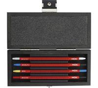 KD89 Horotec MSA05.023 - Set di 4 strumenti per la posa degli aghi in cofanetto di legno., rosso