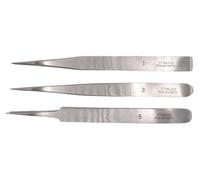 KD89 Set di 3 pinzette di precisione in acciaio anti-magnetico, n. 1, n. 3, n. 5, metallico