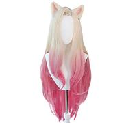 KDA Baddest Ahri Cosplay Wigs KDA Cosplay Blonde Mixed Pink Heat Resistant Synthetic Hair Pelucas