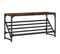 KDACVBMG Scarpiera 90 x 30 x 45 cm, legno composito | Legno di ingegneria resistente all'umidità, base in acciaio nero, mensola inclinata, ideale per ingresso
