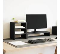 KDACVBMG Supporto per schermo in legno di quercia nera con organizer da | Superficie liscia resistente all'umidità, grande spazio di archiviazione accessori, facile pulizia panno umido