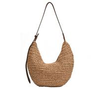 KDAMGOQE Borsa per traversa di paglia, borsa a mezza per donne gnocchi di spiaggia traversa 15x13x0.3 in spalla di paglia causale con cinturino regolabile per la vocazione dei viaggi per le vacanz