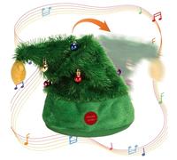 KDAMGOQE Cappello di Natale, cappello di Natale elettrico che canta e balla musicale interattivo swing e comodi cappelli di Babbo per oggetti di costume da festa di carnevale, albero