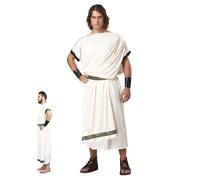 KDAMGOQE Costume di Halloween, costume toga uomini antichi soldato romano Halloween Soldier romano retrò per la pelle con braccialetti con cintura, greco per il cosplay di festa (XL)