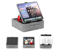 KDD 5 in 1 Cuscino Porta-tablet, Supporto da Lettura Pieghevole con Ripiano Portaoggetti & 2 Portabicchieri, Supporto Regolabile iPad per Ginocchia, Letto, Scrivania, Compatibile con Tablet, Libri