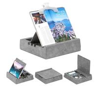 KDD Cuscino da Lettura - Supporto Tablet con Vano Portaoggetti e Fermalibri | Pieghevole, Regolabile in diverse angolazioni, per Ginocchia, Letto, Scrivania, per iPad, Libri, Tablet, E-reader (4,7-15”)