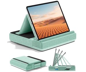 KDD Supporto per tablet, multi-angolo di visualizzazione per iPad, per lap, letto e scrivania, pieghevole e morbido, con supporto per pennino, compatibile con iPad Pro 12.9, 10.5, 11, Air, Mini