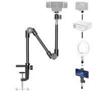 KDD Supporto Webcam Braccio e Camera da Tavolo con 25 Pollici Pieghevole Flessibile a Collo d'oca Morsetto per Cellulare Telefono Supporto per Proiettore per Webcam Logitech C922 C930e Brio 4K