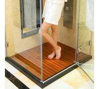 KDDEON Tappetino da Bagno in bambù Impermeabile,Tappetino da Doccia in Legno Antiscivolo,Pedana per Doccia Multiuso,Tappetino da Cucina,con Maniglia,per Soglie di Doccia,Sauna,Vasca (70x50cm/28x20in)