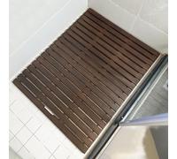 KDDEON Tappetino da Bagno in Legno Naturale Rettangolare Antiscivolo,Tappetino da Bagno in bambù Impermeabile,Pedana Doccia in Noce Nera,Accessori da Pavimento,per Interno o Esterno (75x80cm/30x31in)