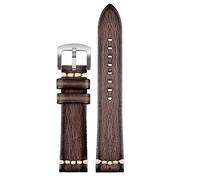 KDEGK Cinta di orologio in pelle genuina fatta a mano 20mm 22mm24 per Rolex Citizen Omega Mido Huawei Gt grigio verde blu marrone maschile(Brown silver buckle,24mm)