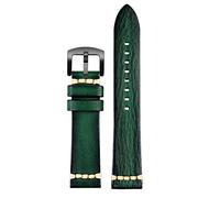 KDEGK Cinta di orologio in pelle genuina fatta a mano 20mm 22mm24 per Rolex Citizen Omega Mido Huawei Gt grigio verde blu marrone maschile(Green black buckle,24mm)