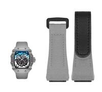 KDEGK Cinturino in vera pelle, adatto per cinturino in nylon Richard Mille, cacciavite da uomo RM50/53, testa della vite a quattro o cinque stelle, 25mm(Grey black)