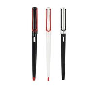 KDEGK Penne stilografiche alla moda, lunghe 18 cm, con grande clip rossa, con pennino extra fine EF/F, penne a inchiostro per scrittura in nero/argento/bianco, set da 3 pezzi (3 pezzi, nero, EF)
