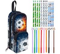 KDFSSIPE Astuccio da Calcio, Set Astuccio per Calcio, Matita da Calcios & Penna a Sfera - Per Scuole e Uffici Regalo per il Ritorno a Scuola Regalo di Compleanno (Nero)